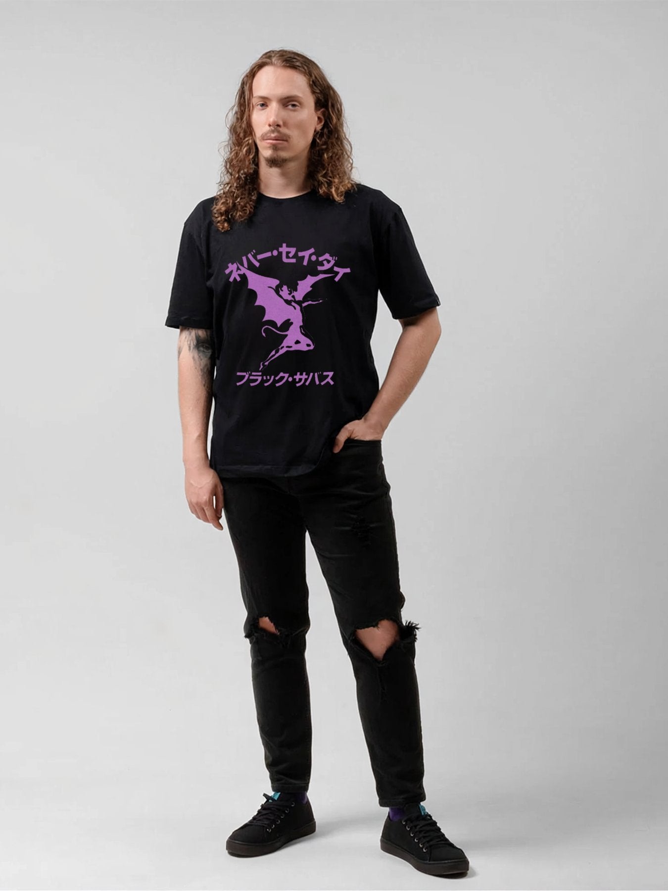 Black Sabbath Purple Winged Demon Japanese Graphic T-Shirt