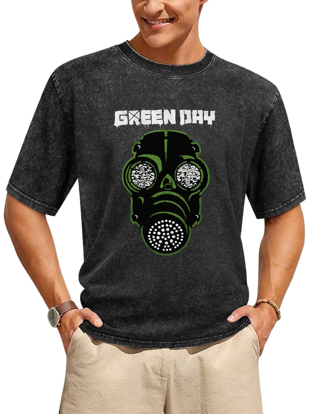 Green Day Gas Mask Graphic T-Shirt