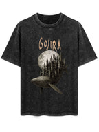 Vintage Washed Gojira Whale Castle Graphic T-Shirt