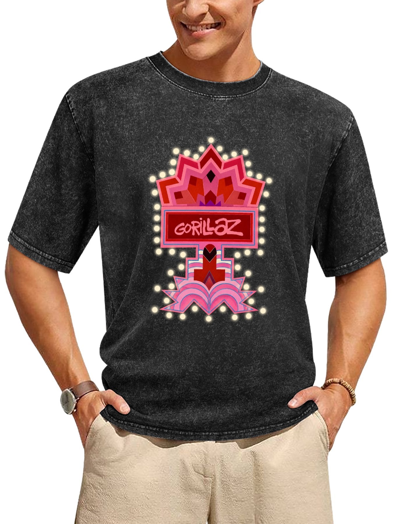 Gorillaz Neon Marquee Sign Graphic T-Shirt Secondary image