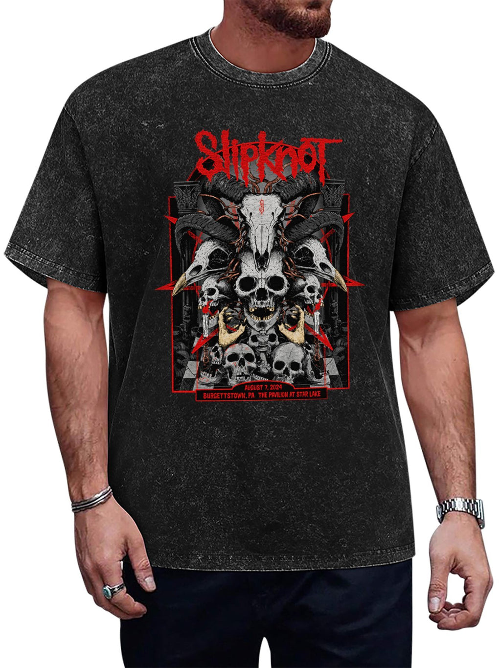 Slipknot Burgettstown 2024 Skull Graphic T-Shirt