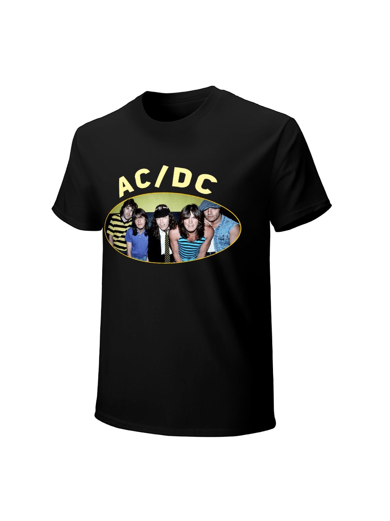 AC/DC Vintage Band Photo Oval Graphic T-Shirt