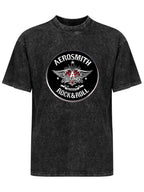 Vintage Washed Aerosmith Rock & Roll Emblem Graphic T-Shirt