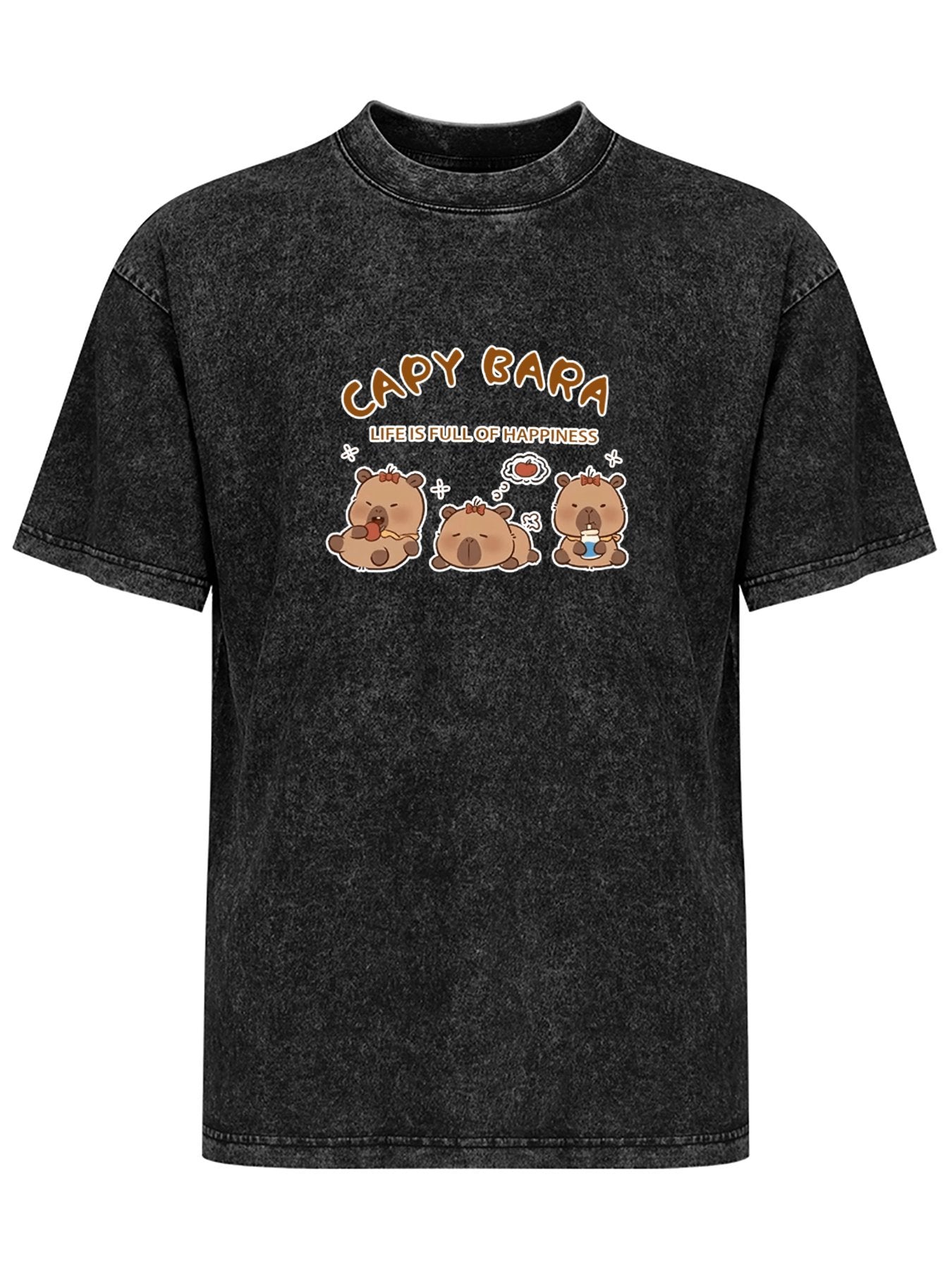 Capy Bara Happiness Graphic Washed T-Shirt