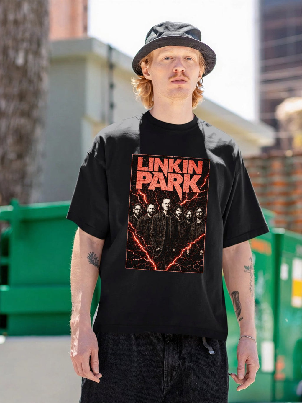Linkin Park Band Portrait Lightning Rock T-Shirt