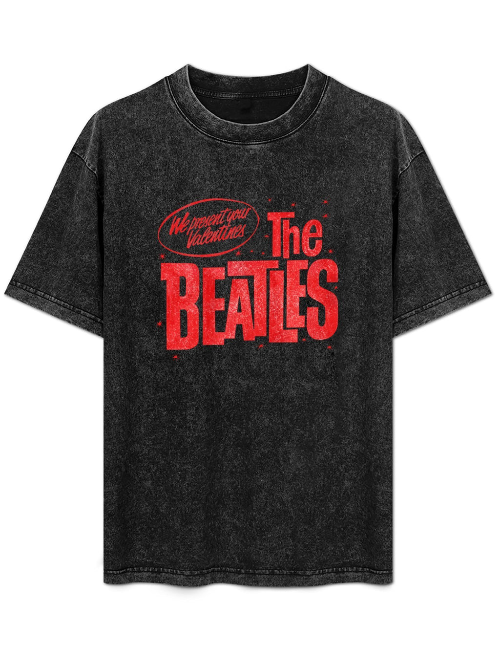 The Beatles Valentine Distressed Red Logo Graphic T-Shirt