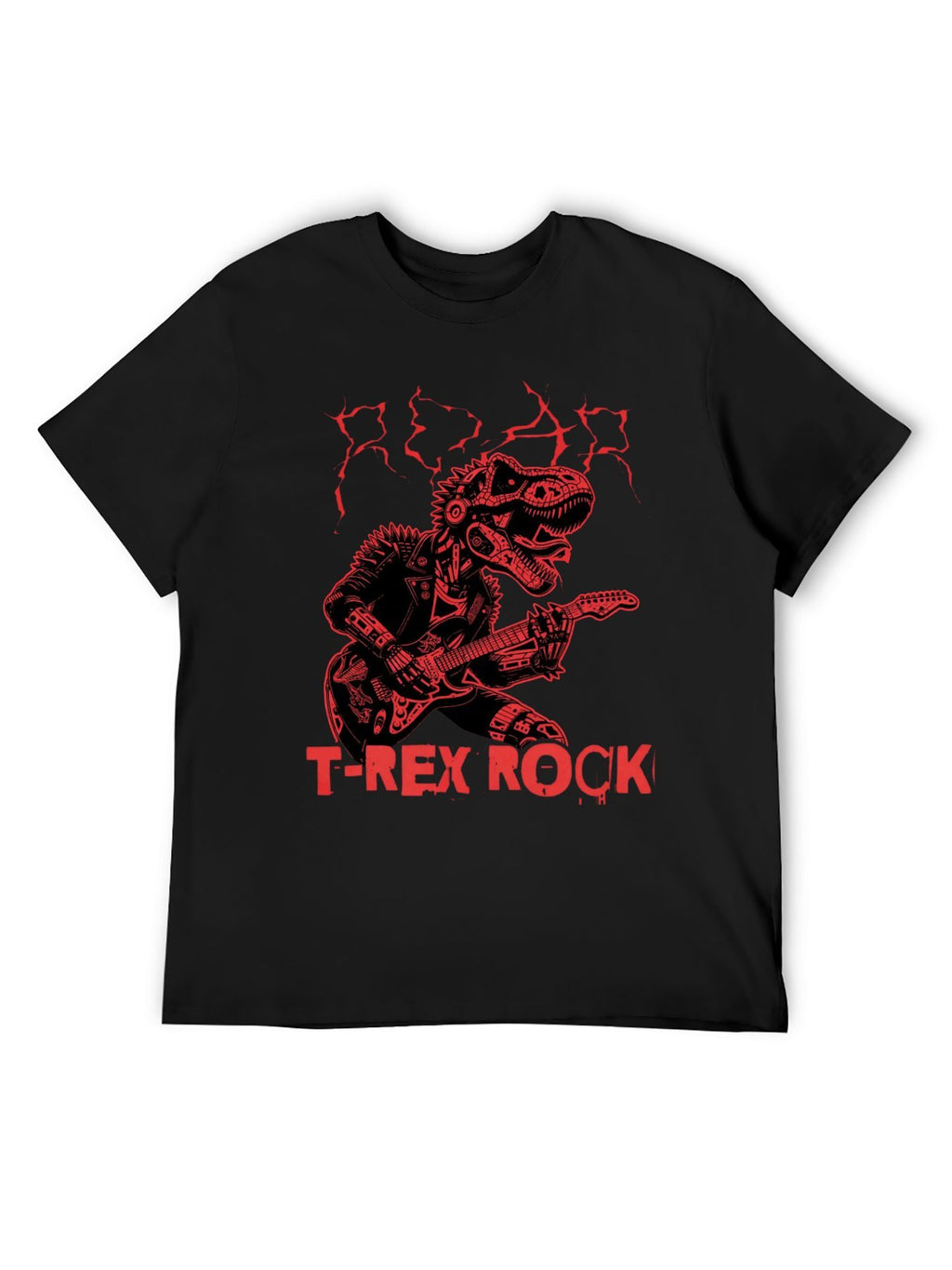 T-Rex Rock Dinosaur Guitar Graphic T-Shirt