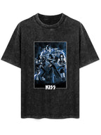 Vintage Washed KISS Lightning Band Performance Graphic T-Shirt