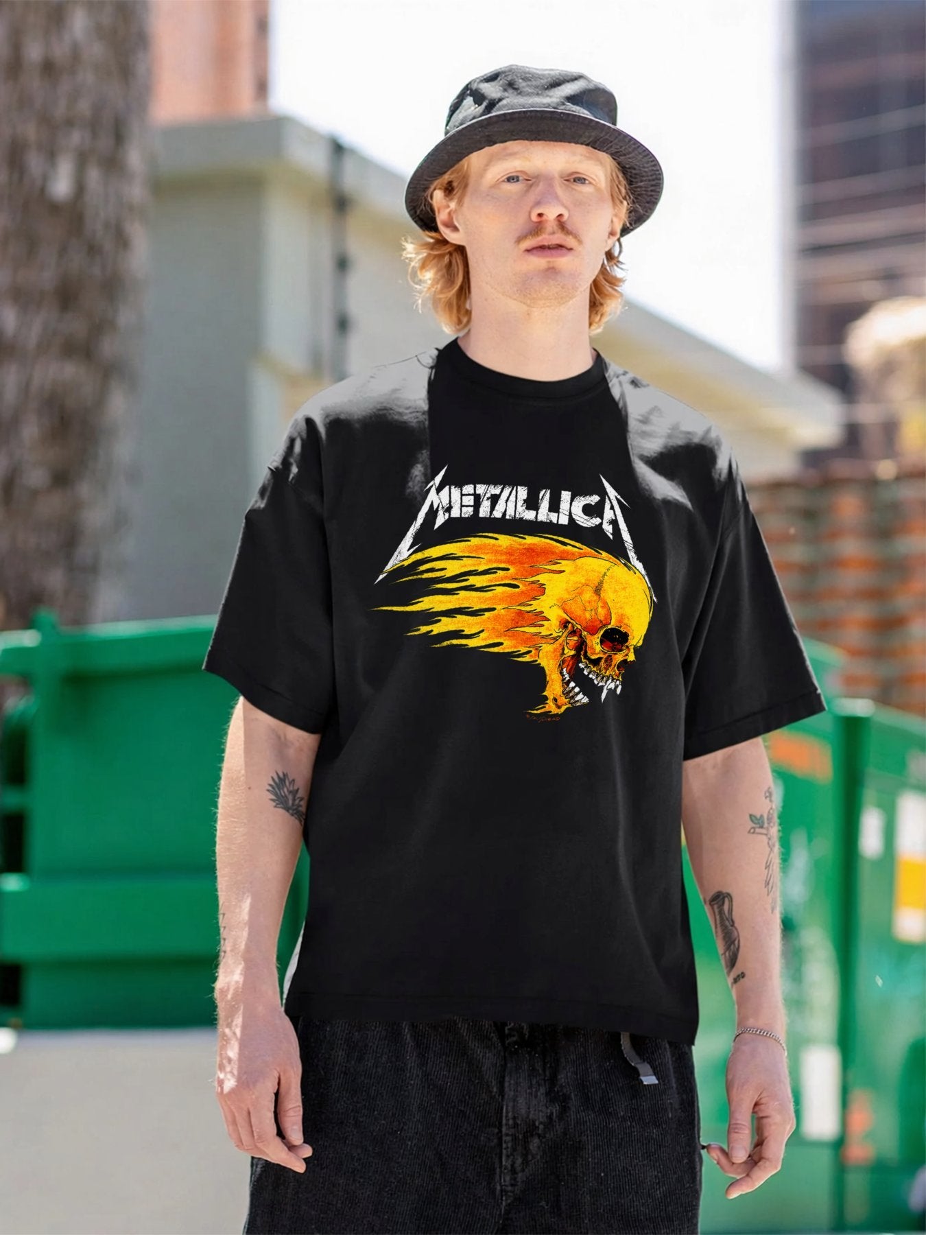 Metallica Flaming Skull Graphic T-Shirt