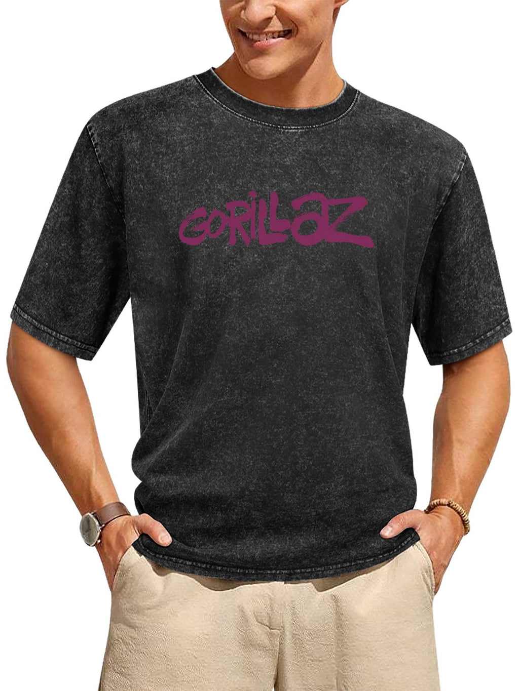Gorillaz Purple Graffiti Logo Graphic T-Shirt