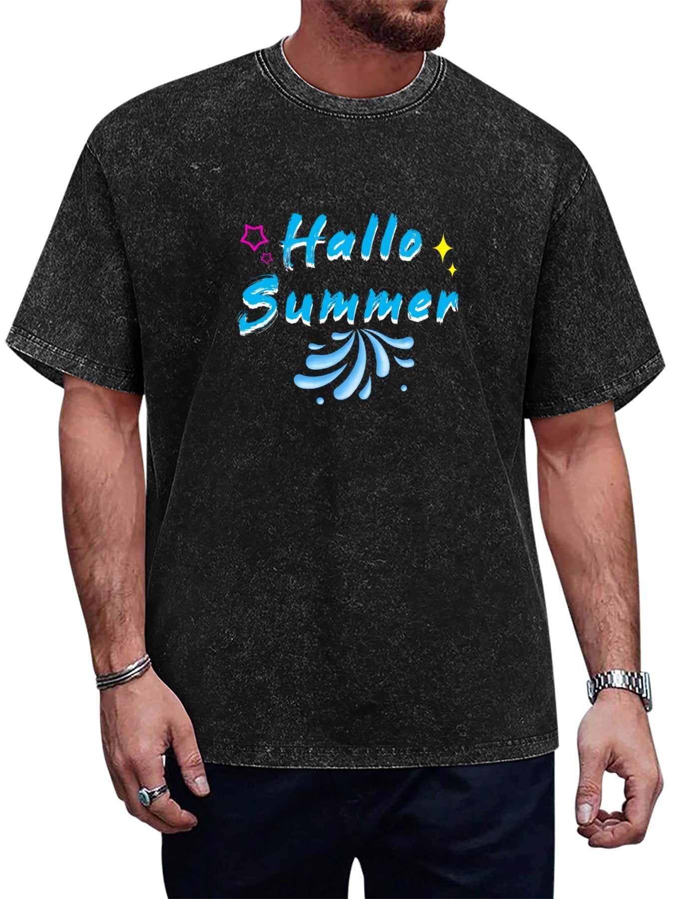 Hallo Summer Graphic Washed T-Shirt