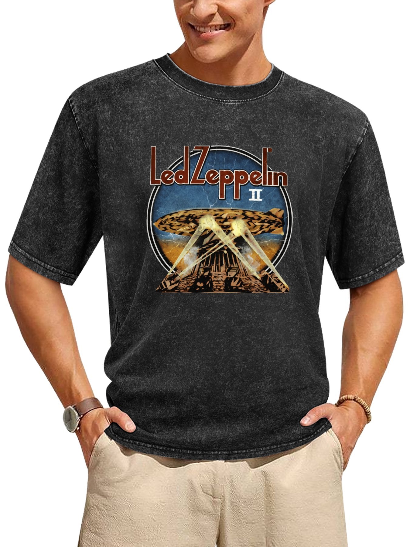 Led Zeppelin II Airship Searchlight Graphic T-Shirt