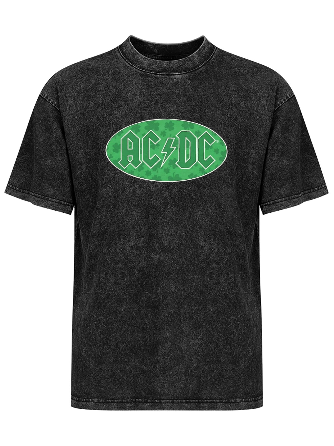 AC/DC Green Shamrock Logo Graphic T-Shirt