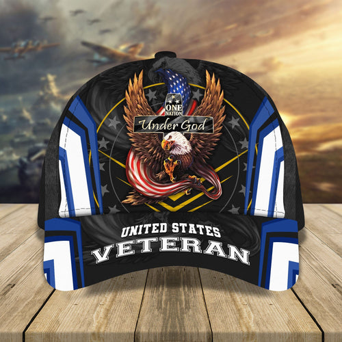 Eagle One Nation Under God Veteran Cap Multicolored 3D Printed