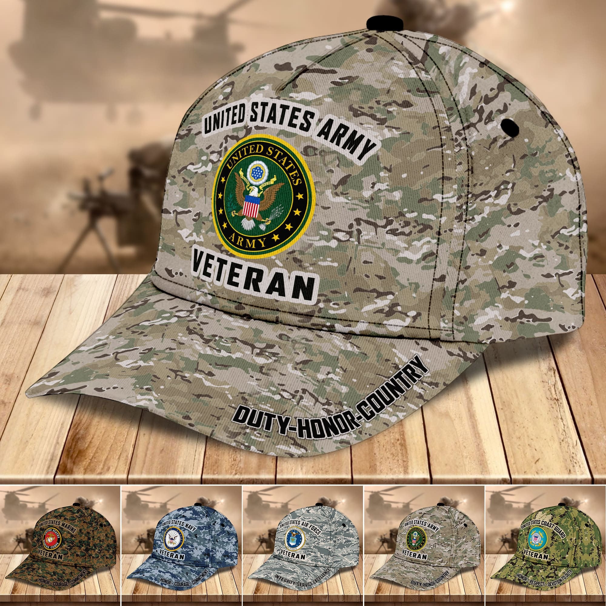 Premium US Military Services Veteran Cap
