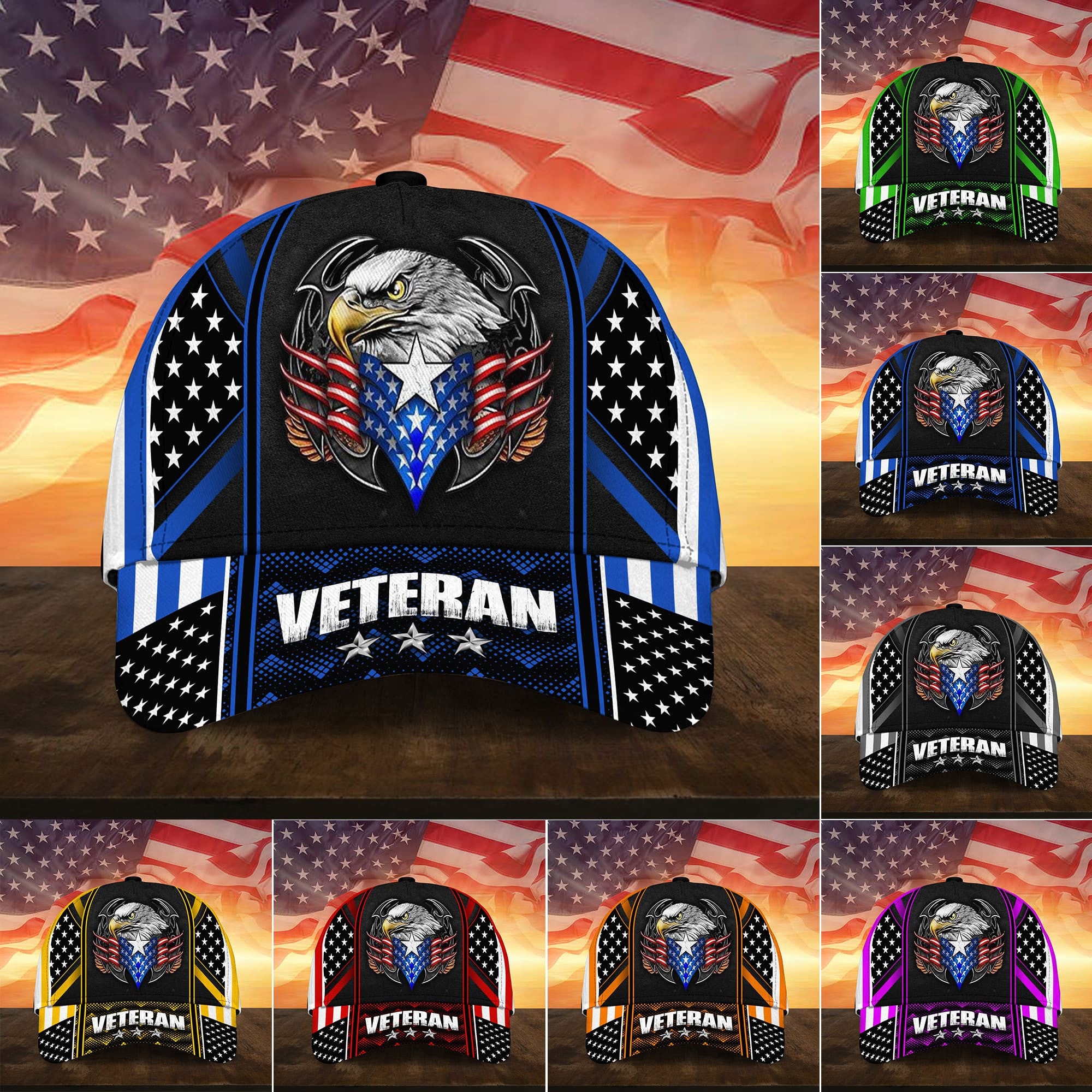 Premium Multiple Color Veteran 3D Cap