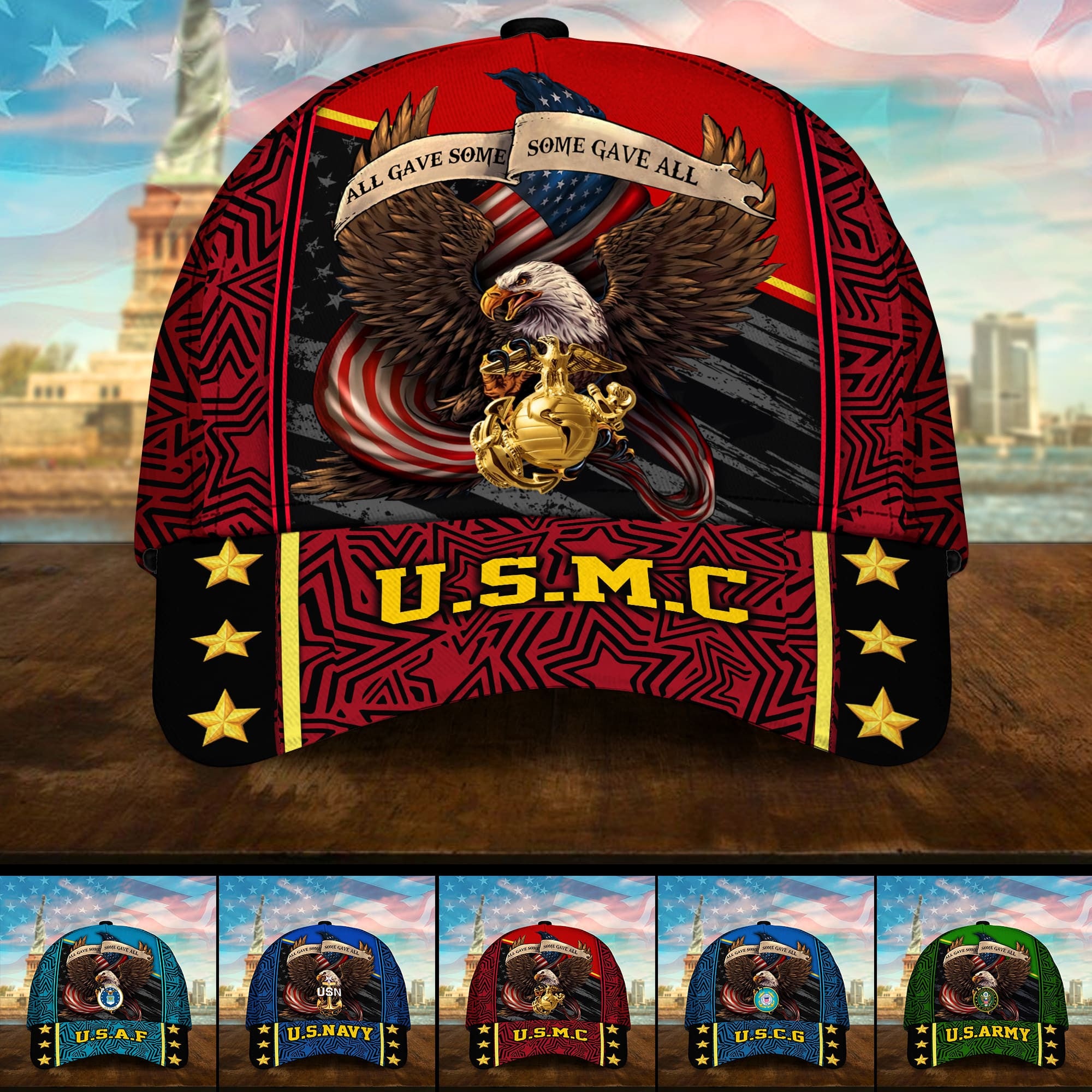 Premium U.S Multiple Service Veteran 3D Cap