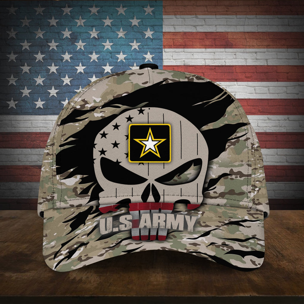 Colorful Puniskull Multiservice U.S Veteran Cap