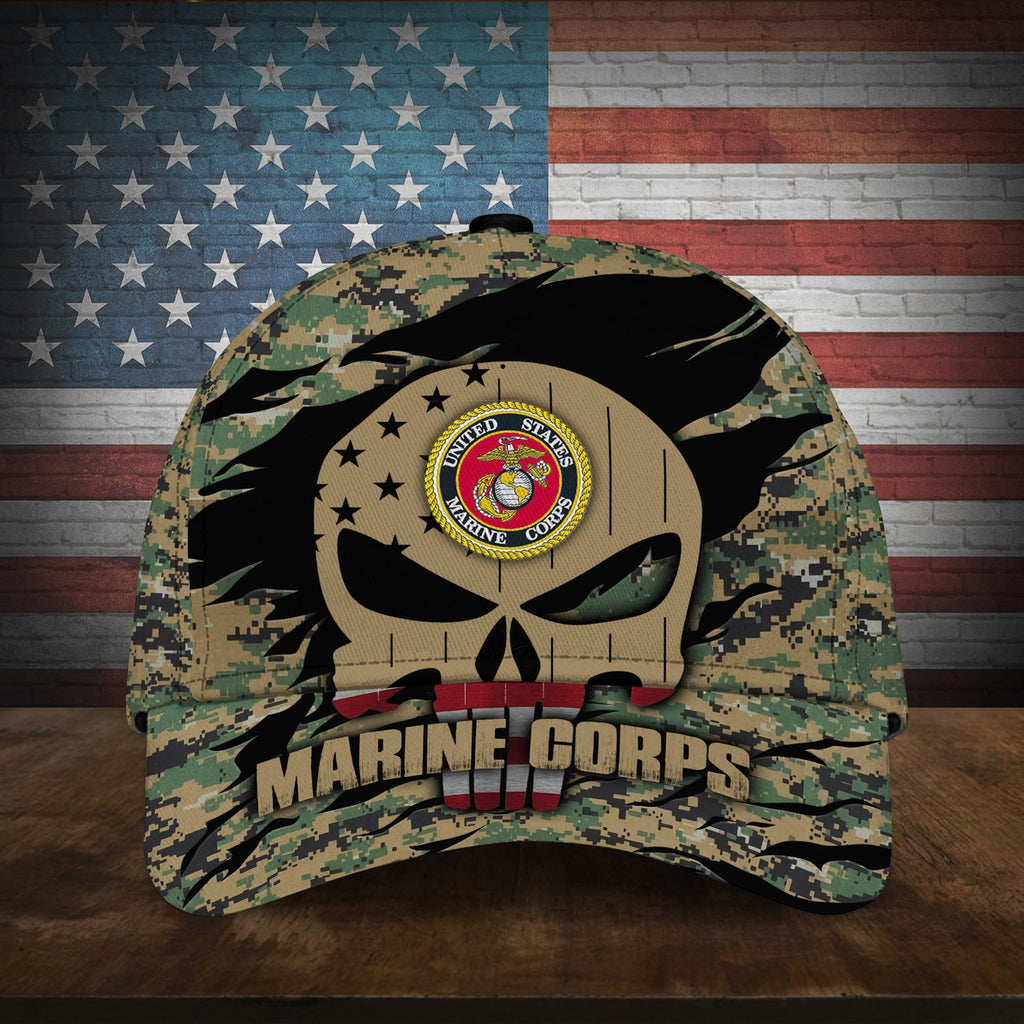 Colorful Puniskull Multiservice U.S Veteran Cap