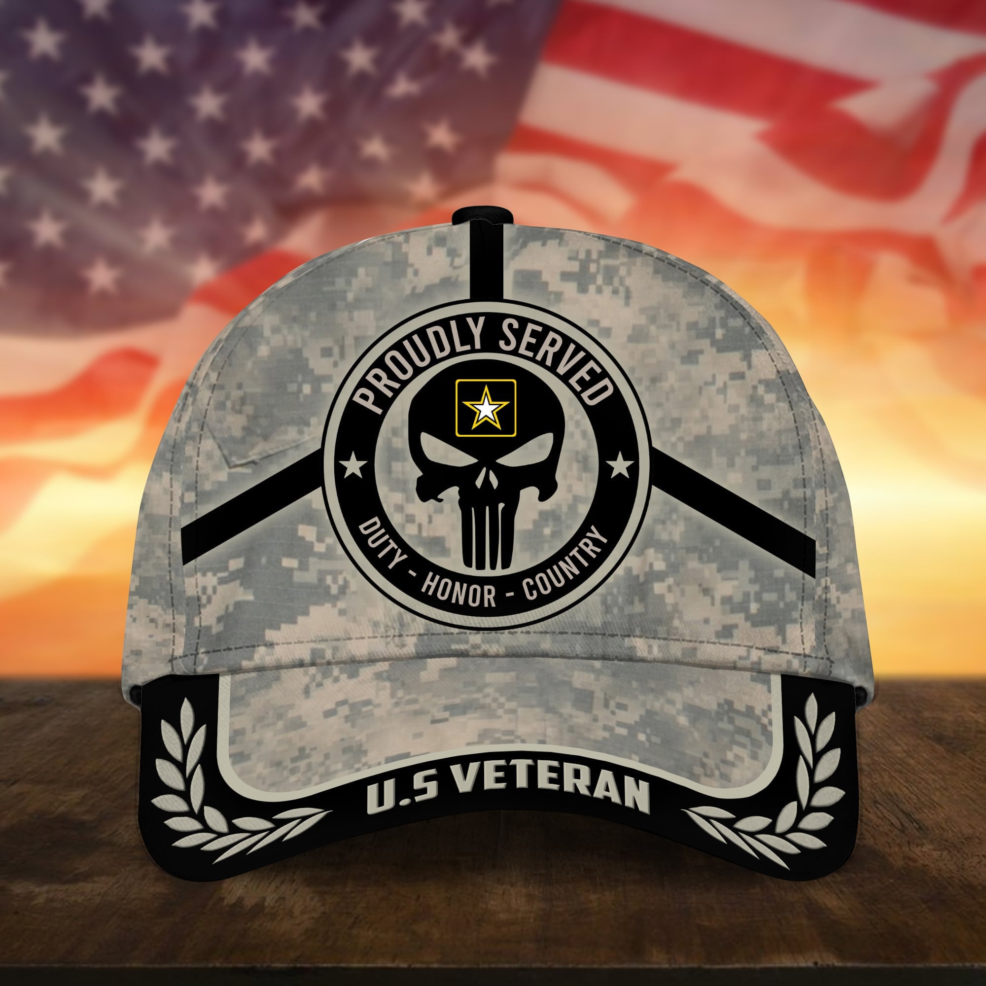 Badass Puniskull Multiservice U.S Veteran Cap