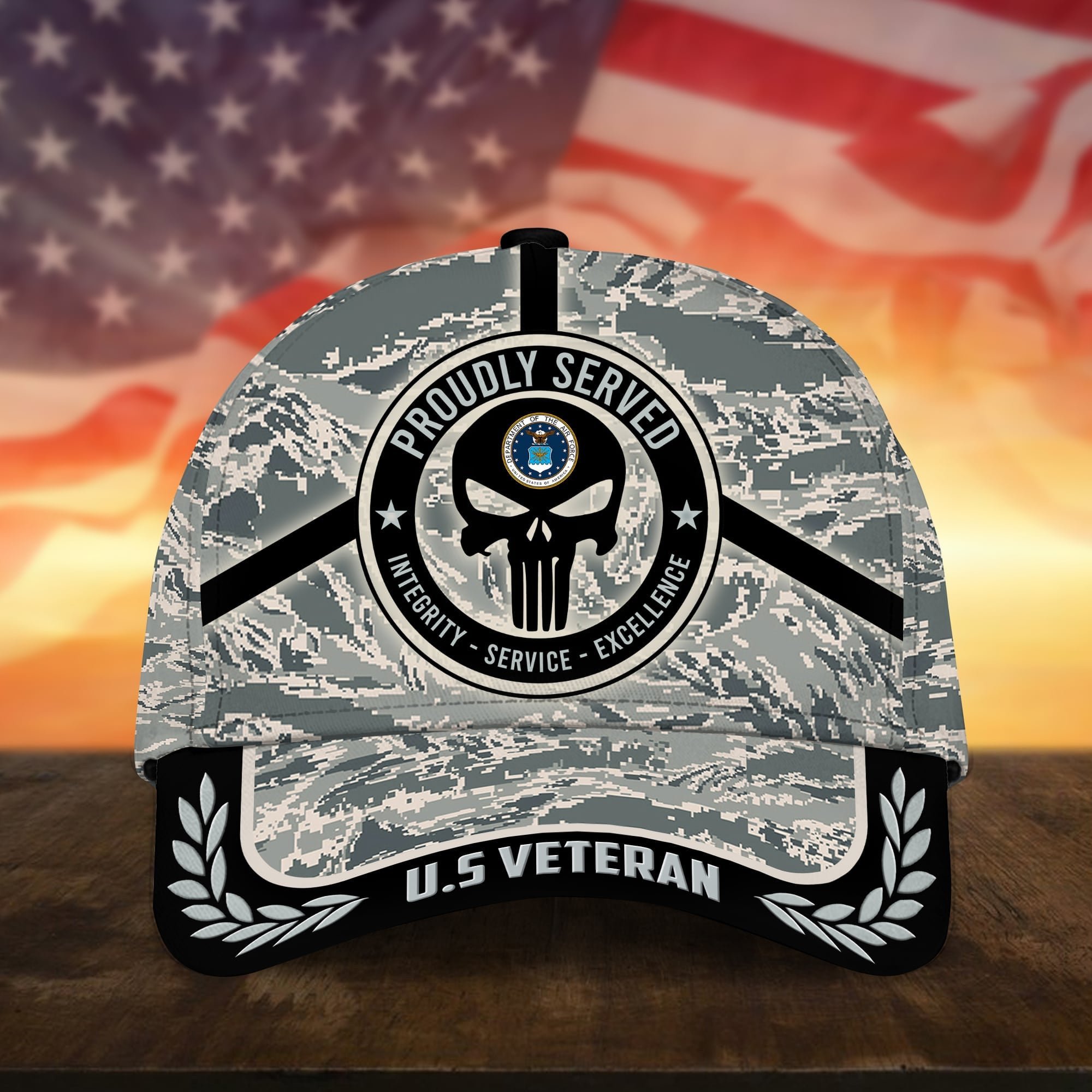 Badass Puniskull Multiservice U.S Veteran Cap