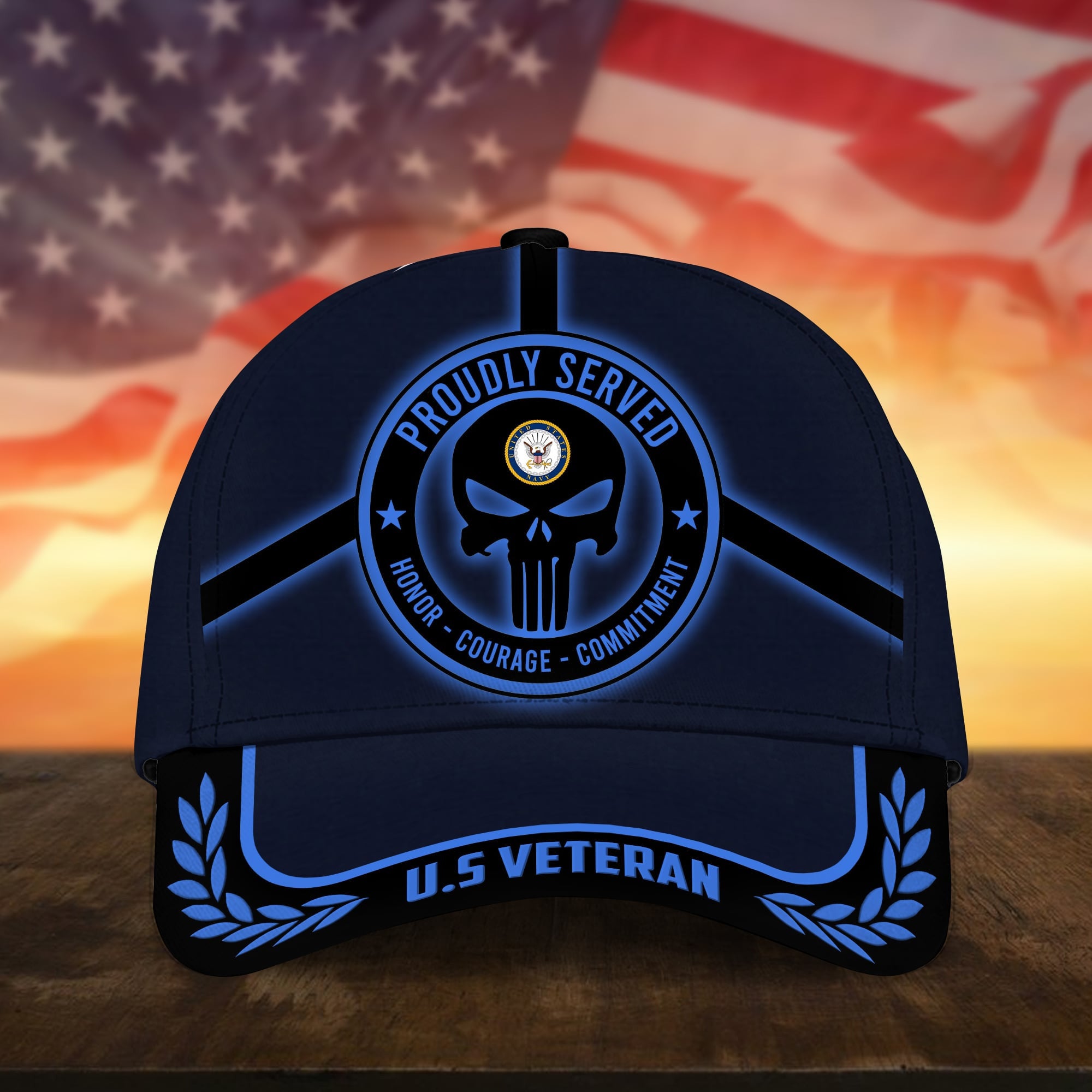 Badass Puniskull Multiservice U.S Veteran Cap