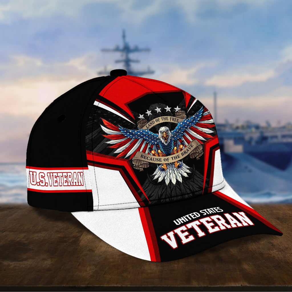 Premium Land Of The Free U.S. Veteran 3D Cap