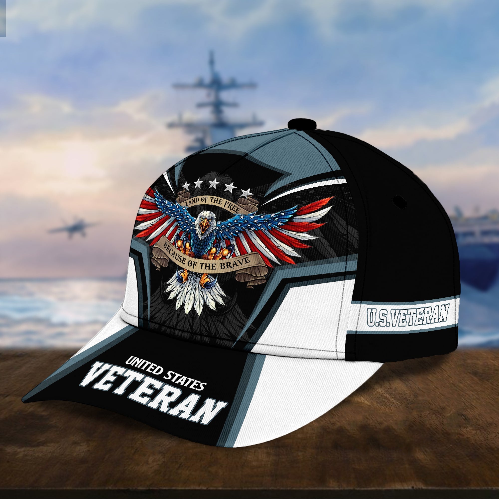 Premium Land Of The Free U.S. Veteran 3D Cap