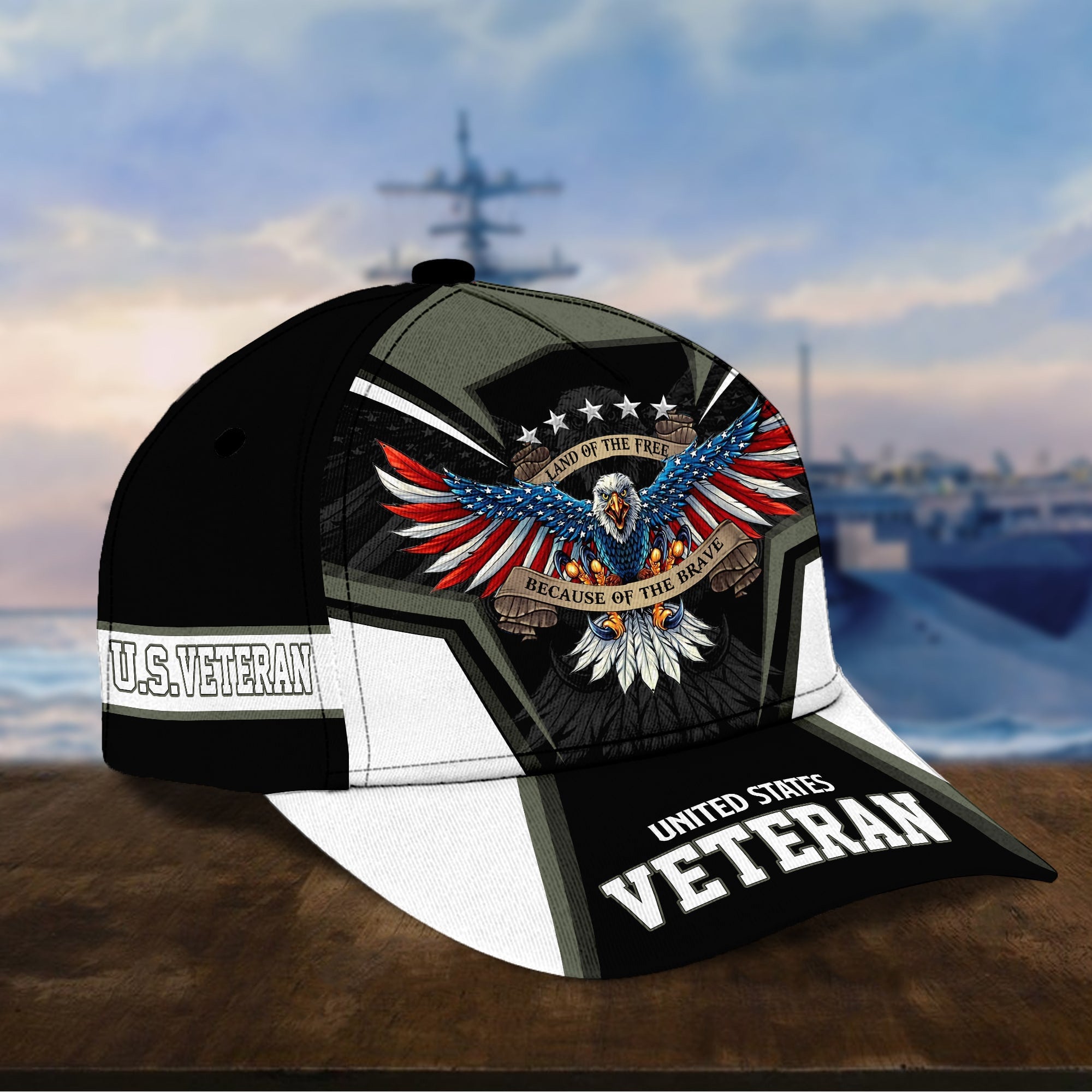 Premium Land Of The Free U.S. Veteran 3D Cap