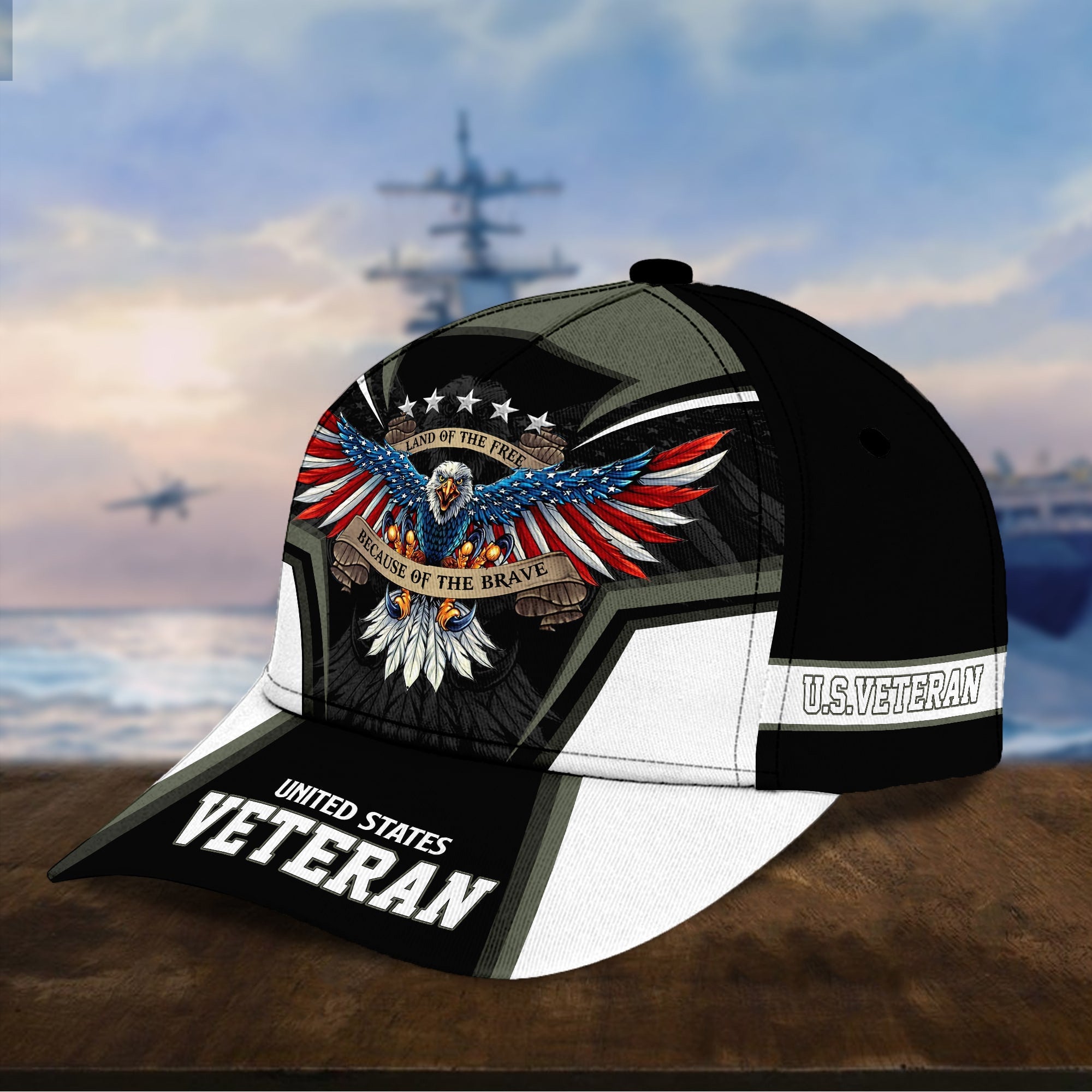 Premium Land Of The Free U.S. Veteran 3D Cap