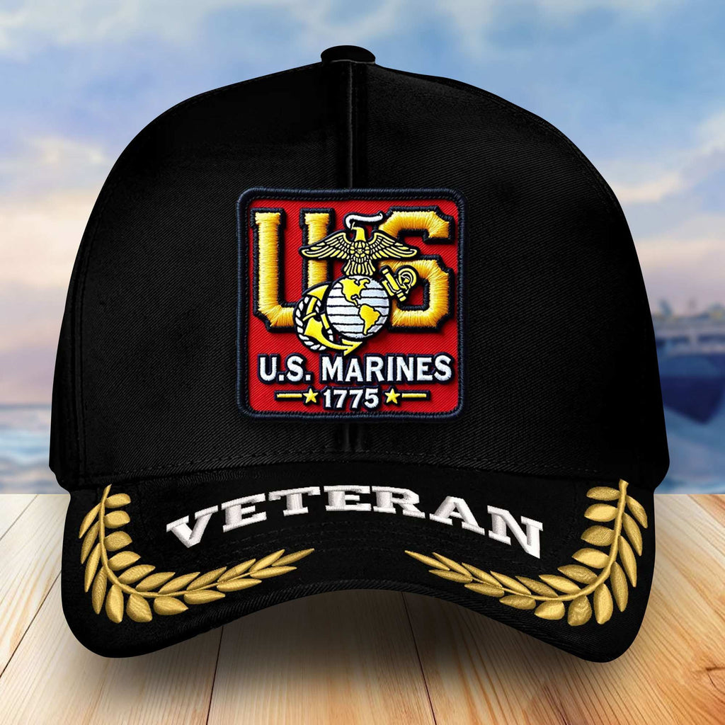 Premium USMC Veterans Embroidered Baseball Hats, Gifts For Marine Veteran On Father's Day, Armed Forces Day, Independence Day, Veterans Day.