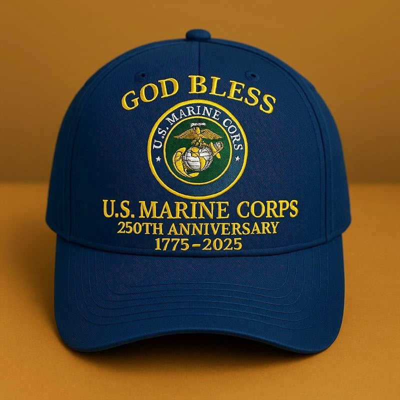 Premium USMC Embroidered Hats, 250th Anniversary Marine Corps Hat, Gifts For Marine Veteran, Gifts On Father's Day, Veterans Day.