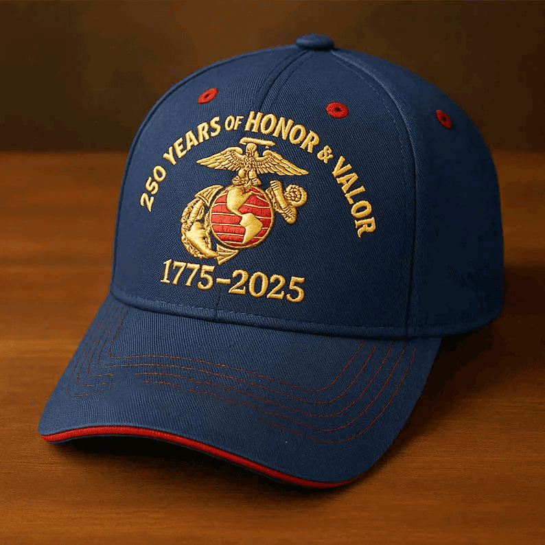 Premium USMC Embroidered Hats, 250th Anniversary Marine Corps Hat, Gifts For Marine Veteran, Gifts On Father's Day, Veterans Day.