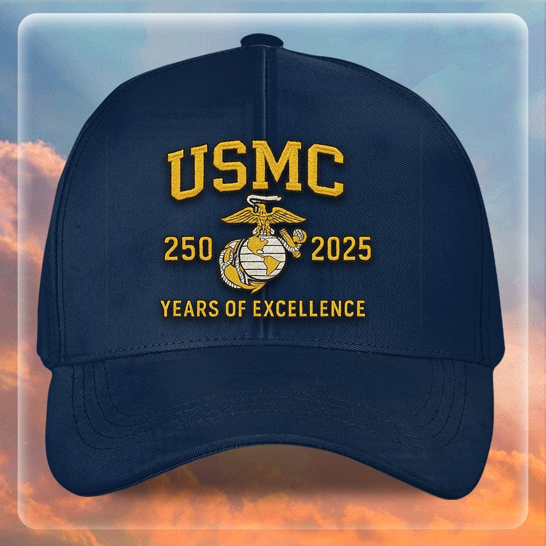 Premium USMC Embroidered Hats, 250th Anniversary Marine Corps Hat, Gifts For Marine Veteran, Gifts On Father's Day, Veterans Day.