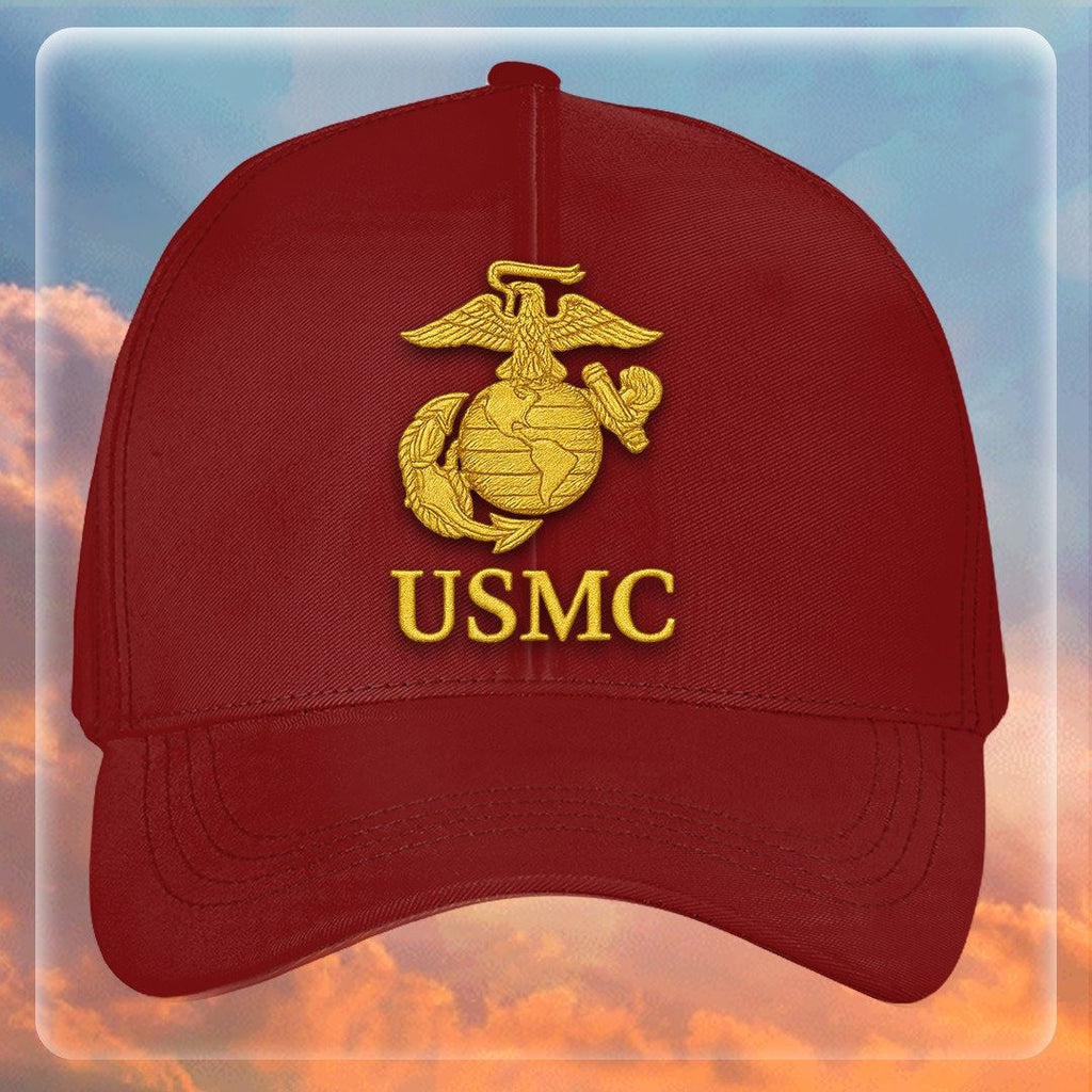 Premium USMC Embroidered Hats, Gifts For Marine Veteran, Gifts On Father's Day, Armed Forces Day, Independence Day, Veterans Day.