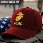 Premium USMC Embroidered Hats, Gifts For Marine Veteran, Gifts On Father's Day, Armed Forces Day, Independence Day, Veterans Day.