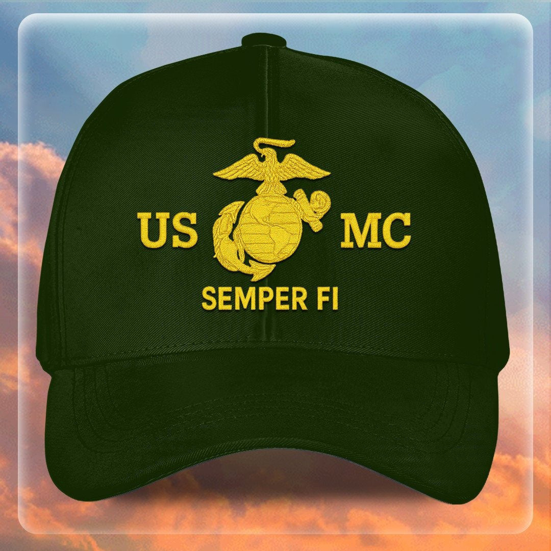 Premium USMC Embroidered Hats, Gifts For Marine Veteran, Gifts On Father's Day, Armed Forces Day, Independence Day, Veterans Day.