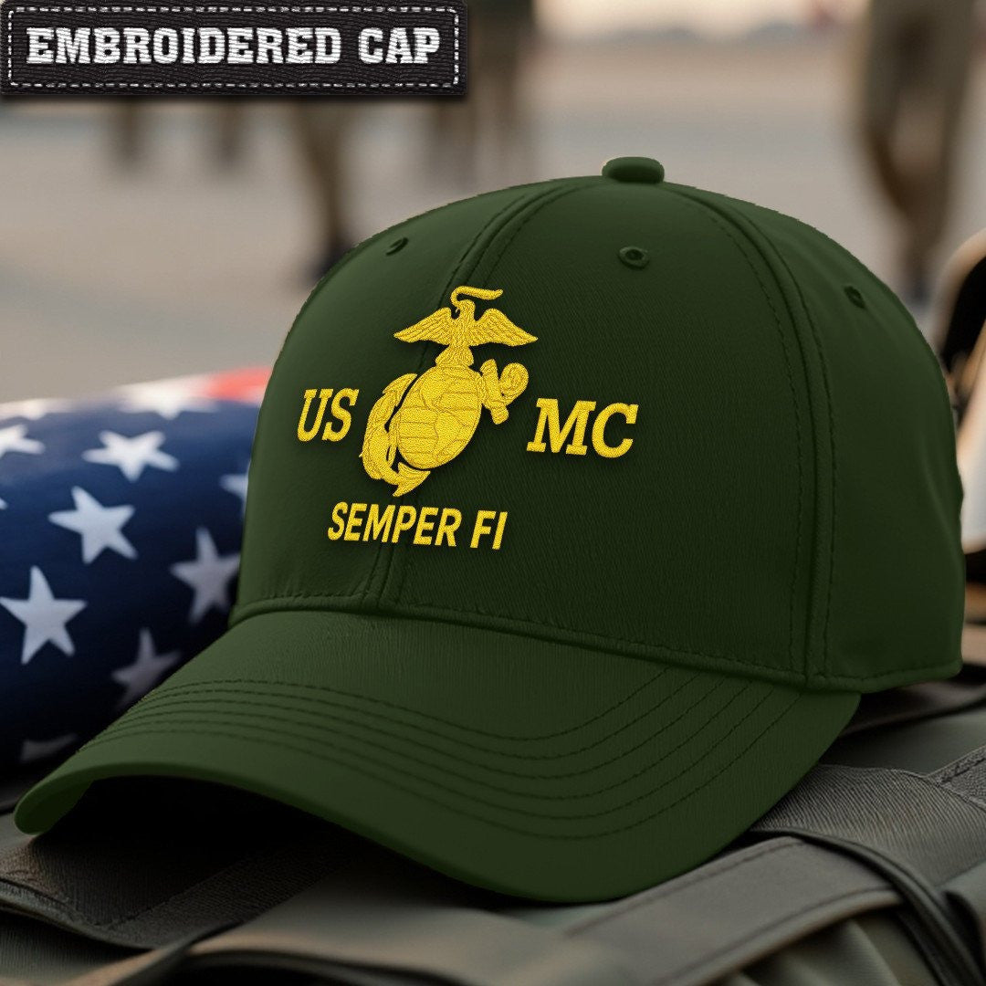 Premium USMC Embroidered Hats, Gifts For Marine Veteran, Gifts On Father's Day, Armed Forces Day, Independence Day, Veterans Day.
