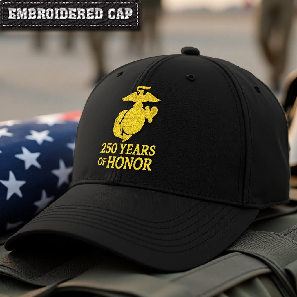 Premium USMC Embroidered Hats, 250th Anniversary Marine Corps Hat, Gifts For Marine Veteran, Gifts On Father's Day, Veterans Day.