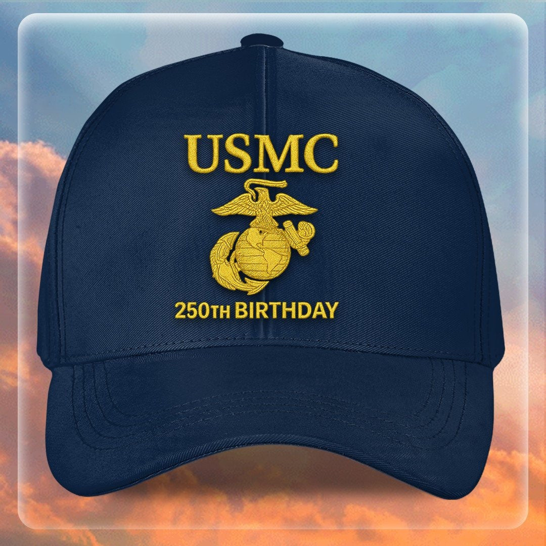 Premium USMC Embroidered Hats, 250th Anniversary Marine Corps Hat, Gifts For Marine Veteran, Gifts On Father's Day, Veterans Day.