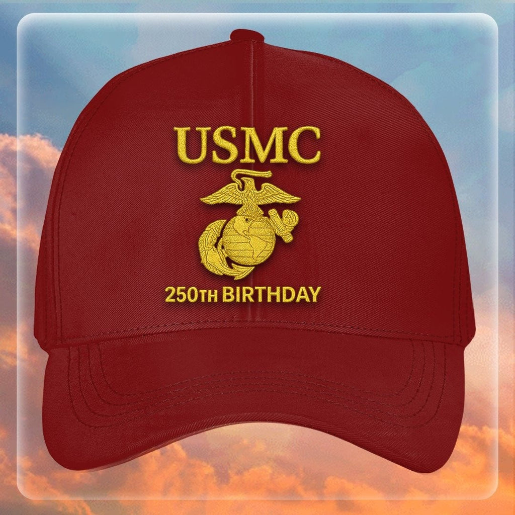 Premium USMC Embroidered Hats, 250th Anniversary Marine Corps Hat, Gifts For Marine Veteran, Gifts On Father's Day, Veterans Day.