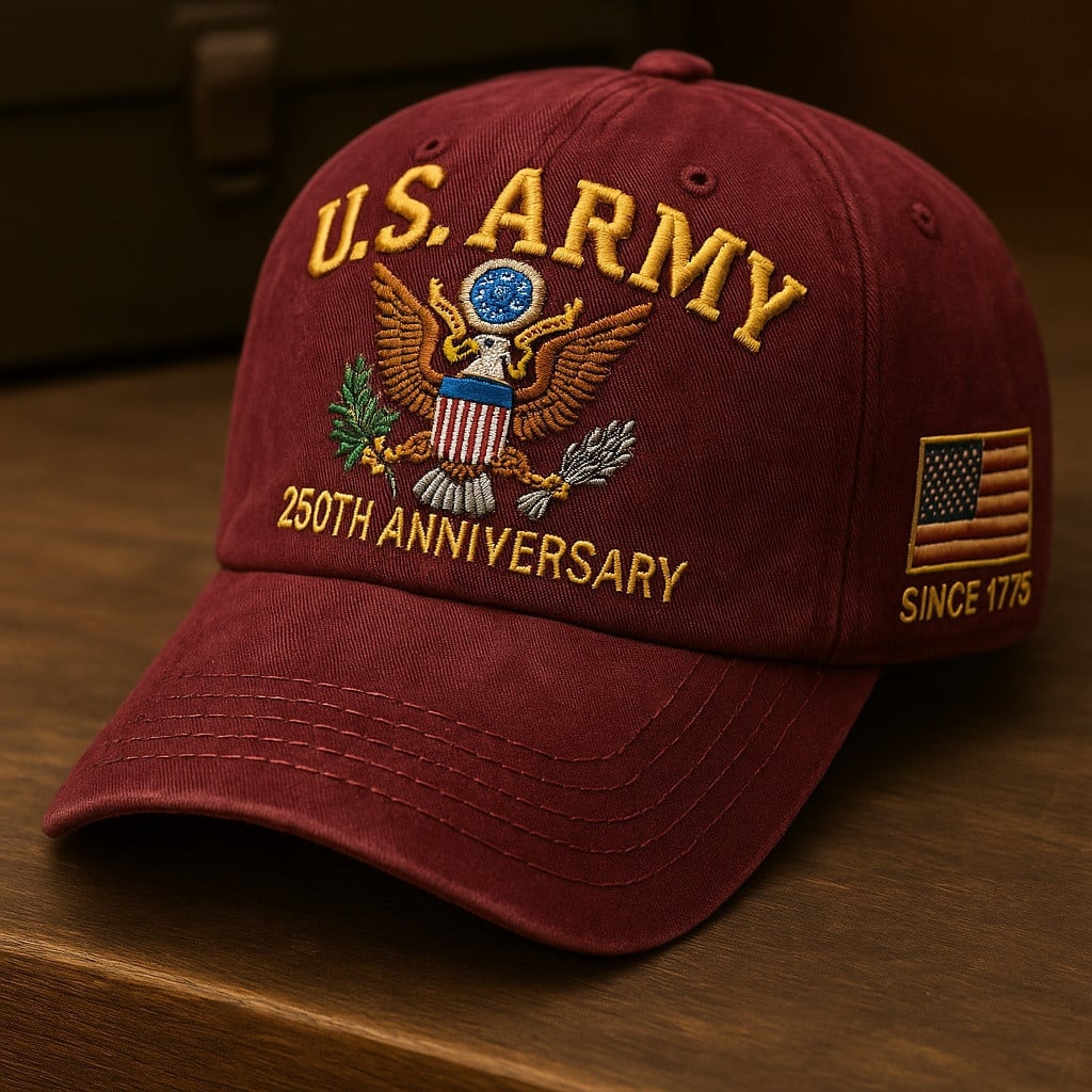 Premium 250th Anniversary Of The Army Embroidered Hats, Gifts For Army Veteran, Gifts On Father's Day, Veterans Day.