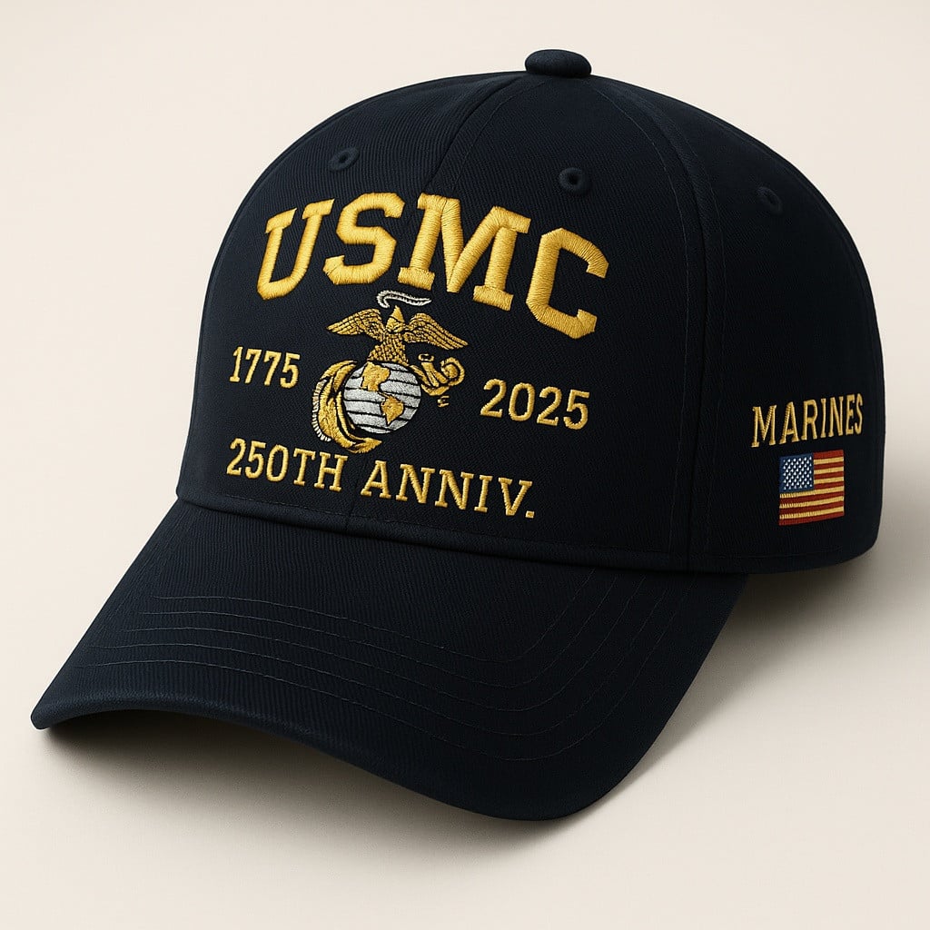 Premium USMC Embroidered Hats, 250th Anniversary Marine Corps Hat, Gifts For Marine Veteran, Gifts On Father's Day, Veterans Day.