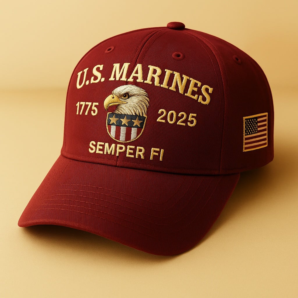 Premium USMC Embroidered Hats, 250th Anniversary Marine Corps Hat, Gifts For Marine Veteran, Gifts On Father's Day, Veterans Day.