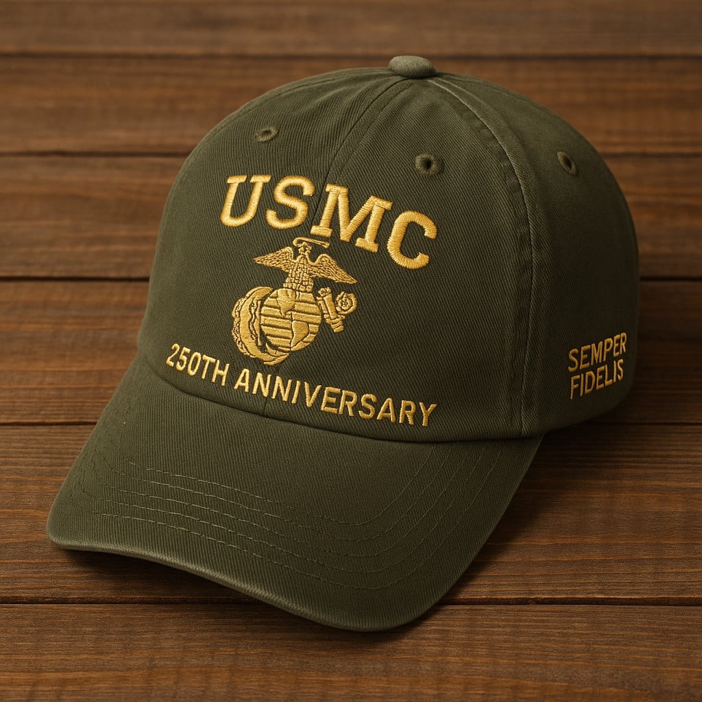 Premium USMC Embroidered Hats, 250th Anniversary Marine Corps Hat, Gifts For Marine Veteran, Gifts On Father's Day, Veterans Day.