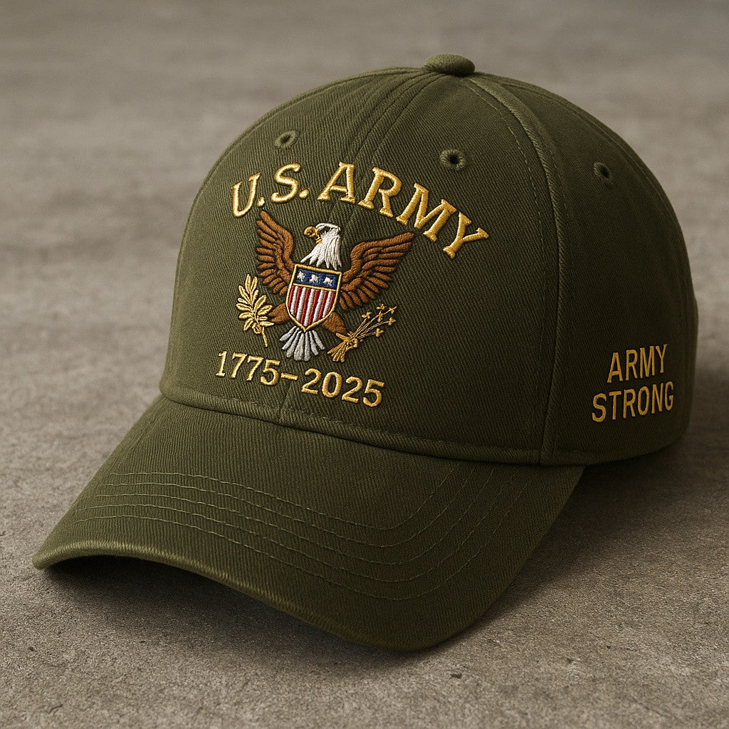 Premium 250th Anniversary Of The Army Embroidered Hats, Gifts For Army Veteran, Gifts On Father's Day, Armed Forces Day, Veterans Day.