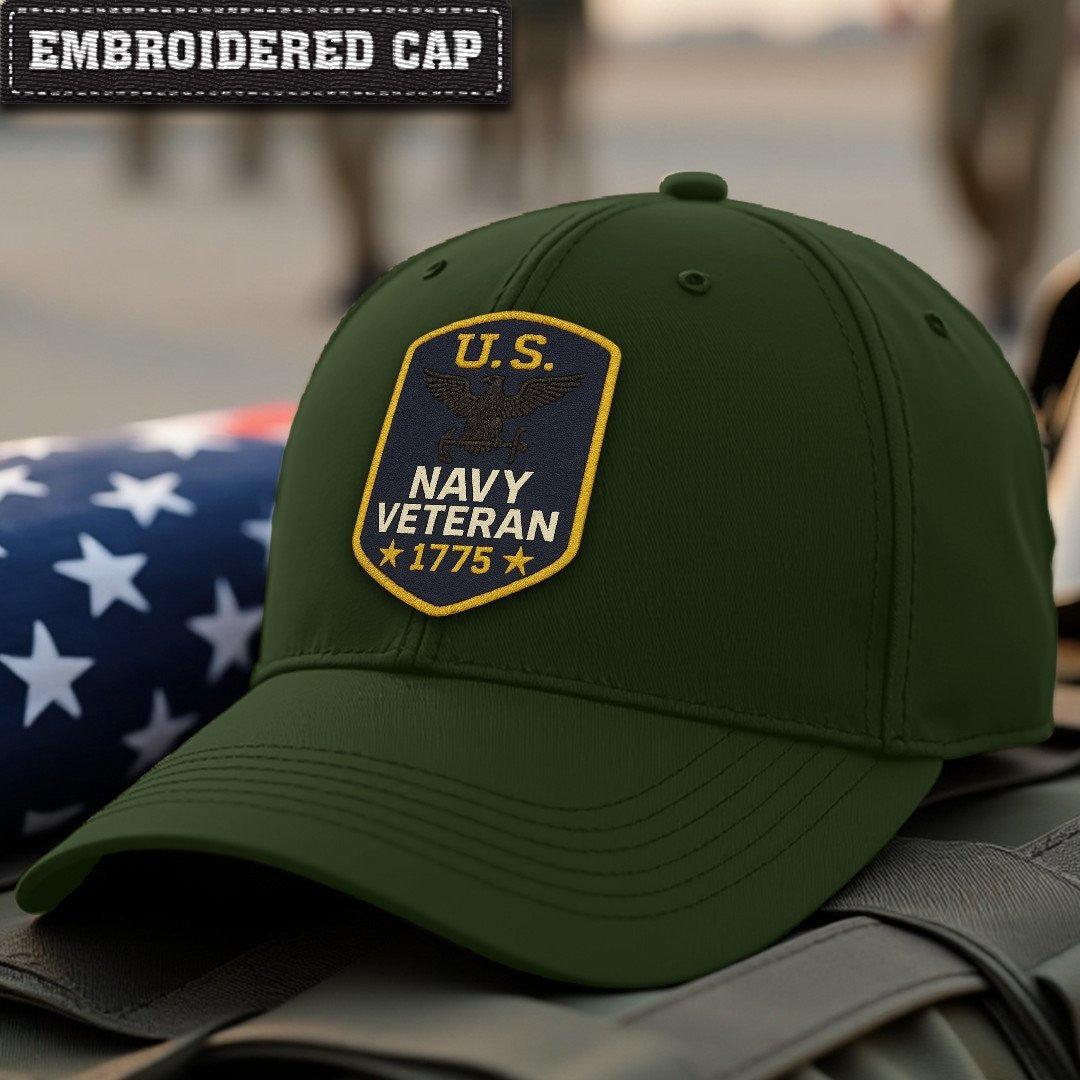 Premium US Navy Embroidered Hats, Gifts For Navy Veteran, Gifts On Father's Day, Armed Forces Day, Independence Day, Veterans Day.