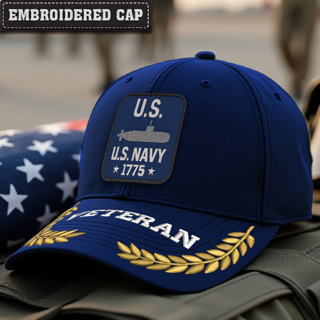 Premium US Navy Embroidered Hats, Gifts For Navy Veteran, Gifts On Father's Day, Armed Forces Day, Independence Day, Veterans Day.