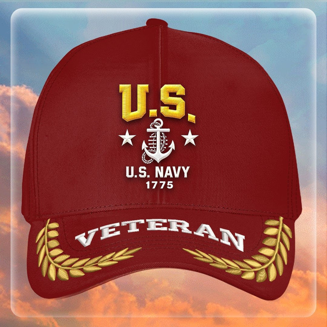 Premium US Navy Embroidered Hats, Gifts For Navy Veteran, Gifts On Father's Day, Armed Forces Day, Independence Day, Veterans Day.
