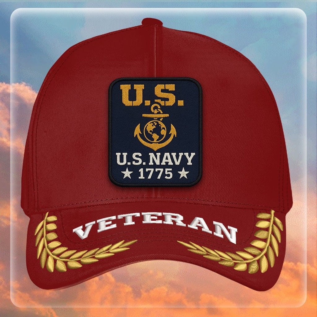 Premium US Navy Embroidered Hats, Gifts For Navy Veteran, Gifts On Father's Day, Armed Forces Day, Independence Day, Veterans Day.